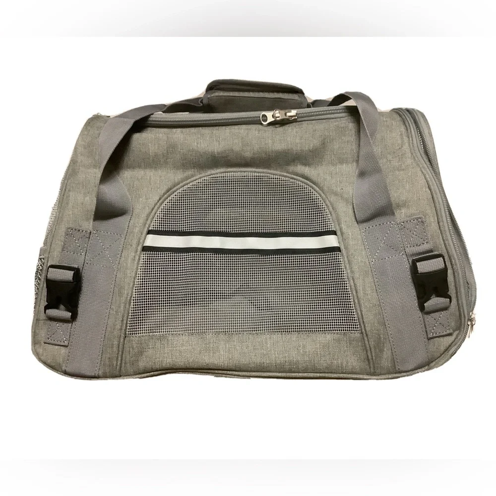Prodigen Pet Carrier Bag - Medium for small dog or cat gray 17L x 10W x 11H.